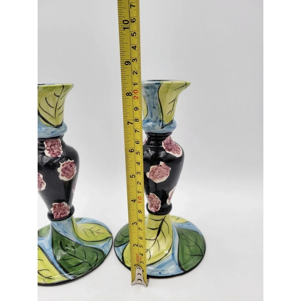 2 Favanol Portugal Handpainted‎ Candlesticks Candle Holders Taste Of California